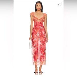 Free People Red Floral Midi Dress
